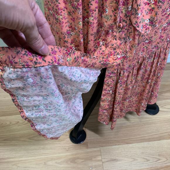 J. CREW Dress 10 Pink Micro Floral Tie Shoulder & Waist Belt Tiered Slit Skirt - Picture 8 of 15